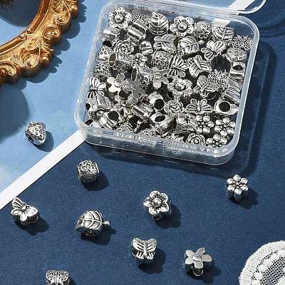 60Pcs 10 Style Tibetan Style Alloy European Beads TIBEB-FS0001-06-1