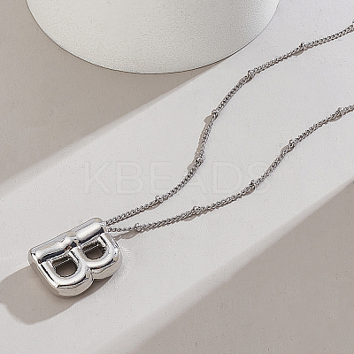 1pc Brass Chain with Alloy Letter Pendants Necklaces NJEW-LP0001-41B-P-1