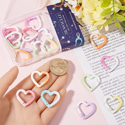 20Pcs Spray Painted Alloy Spring Gate Rings FIND-SC0013-19-1