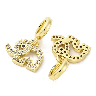 Brass Micro Pave Cubic Zirconia European Dangle Charms KK-D325-11G-1