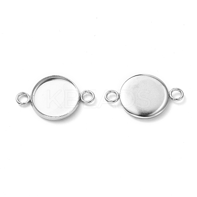 Tarnish Resistant Flat Round 304 Stainless Steel Cabochon Connector Settings STAS-E079-02-1