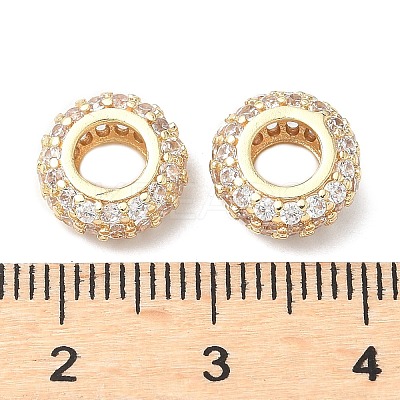 Brass Micro Pave Cubic Zirconia European Beads KK-A254-03B-G-1