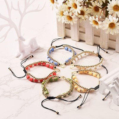 Handmade Polymer Clay Beads Nylon Thread Braided Bead Bracelets BJEW-JB06626-1