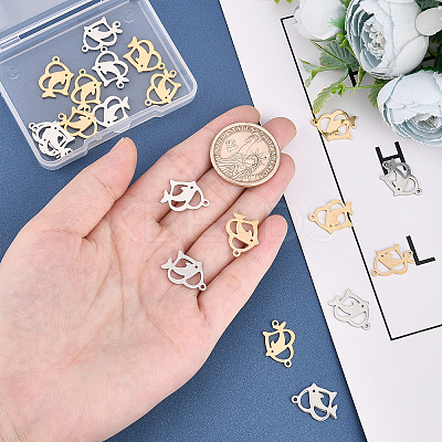24Pcs 4 Style 201 Stainless Steel Hollow Pendants STAS-UN0029-99-1