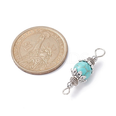 7Pcs 7 Styles Mixed Gemstone Round Connector Charms PALLOY-JF02268-02-1
