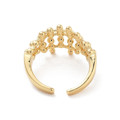 Hollow Tartan Round Brass  Open Cuff Ring for Women RJEW-Z055-05G-03-1