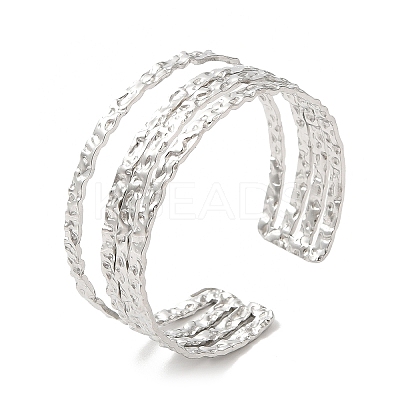 Non-Tarnish 304 Stainless Steel Multi Line Cuff Bangles for Women BJEW-L682-004P-1