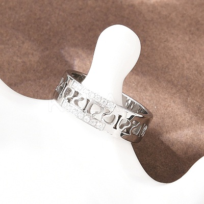 304 Stainless Steel Micro Pave Cubic Zirconia Finger Rings for Women RJEW-K315-02P-1