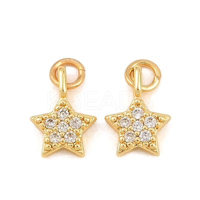 Brass Micro Pave Cubic Zirconia Charms KK-F927-09E-G-1
