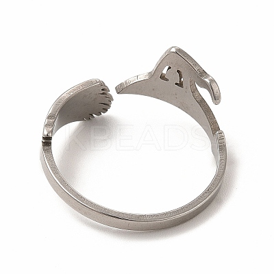 Non-Tarnish 201 Stainless Steel Wtch Broom and Hat Open Cuff Ring for Women LS-RJEW-K239-06P-1