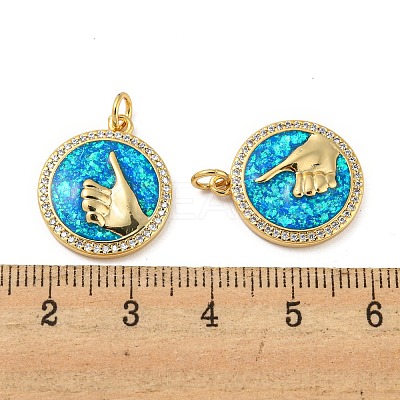 Brass Micro Pave Cubic Zirconia with Synthetic Opal Pendants KK-D096-05B-01-1