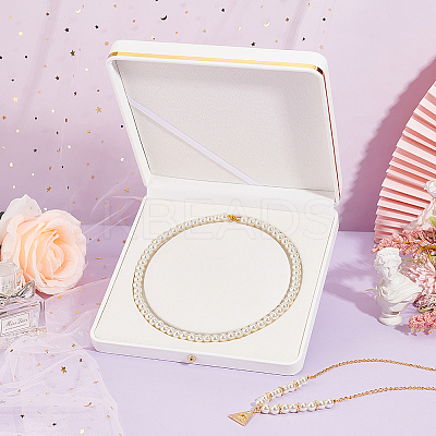 Square PU Leather Pearl Necklace Box LBOX-WH0002-06B-1