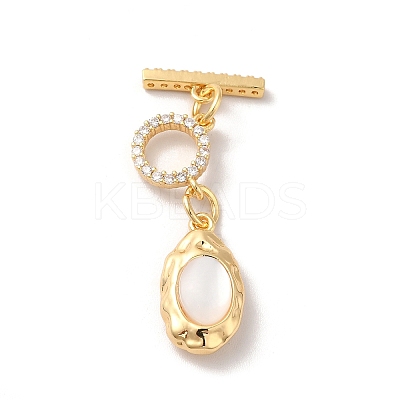 Real 18K Gold Plated Brass Micro Pave Clear Cubic Zirconia Toggle Clasps KK-M243-10G-02-1