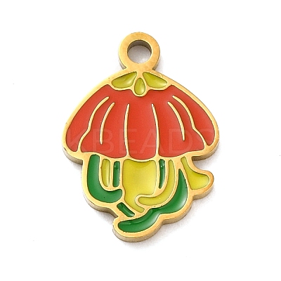 Ion Plating(IP) 304 Stainless Steel Enamel Pendants STAS-Q301-15G-1