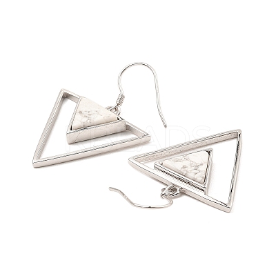Natural Howlite Triangle Dangle Earrings EJEW-Z024-10A-P-1