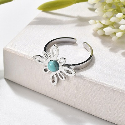 Synthetic Turquoise Finger Rings RJEW-I110-02P-02-1