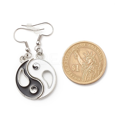 Alloy Enamel Tai Ji Dangle Earrings EJEW-JE04980-1