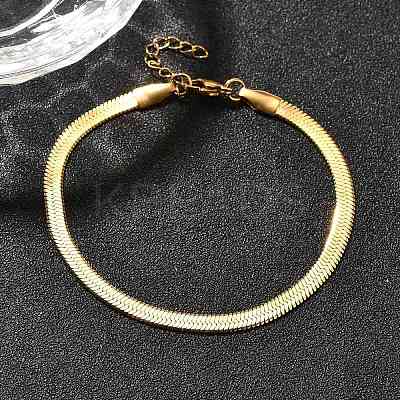 Ion Plating(IP) Unisex 304 Stainless Steel Herringbone Chain Bracelets LS-BJEW-O177-01A-G-1