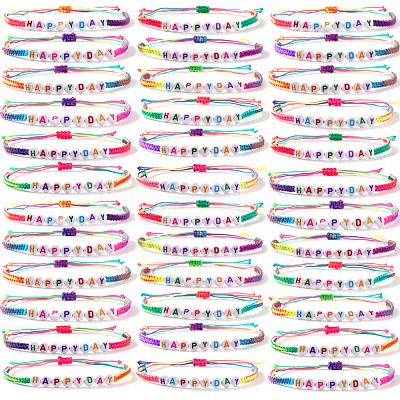 36Pcs Acrylic Beads Braided Bracelets SA1431-4-1