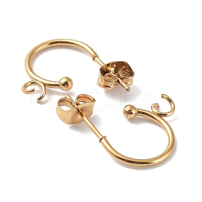Ion Plating(IP) 304 Stainless Steel Half Hoop Earrings STAS-Z028-B01-G-01-1