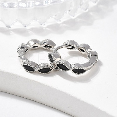 Brass Micro Pave Cubic Zirconia Huggie Hoop Earrings LS-EJEW-K083-34P-A-1