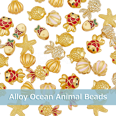 48Pcs 8 Style Alloy European Beads FIND-DC0002-35-1