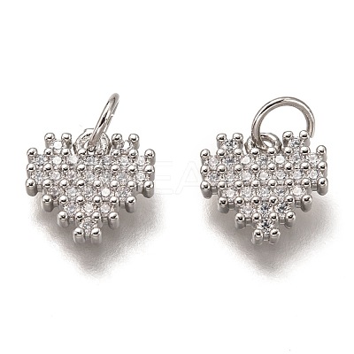Brass Micro Pave Clear Cubic Zirconia Charms ZIRC-B002-61P-1
