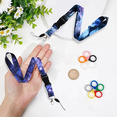 2Pcs 2 Colors Anti-Lost Neck Silicone Ring Neck Lanyards AJEW-GF0006-75-1