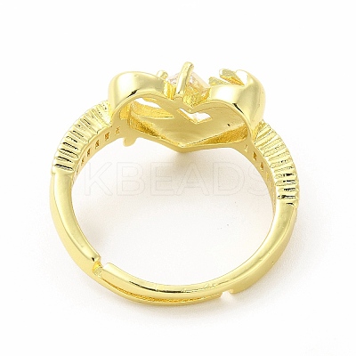 Cubic Zirconia Heart Adjustable Ring KK-A180-30G-1