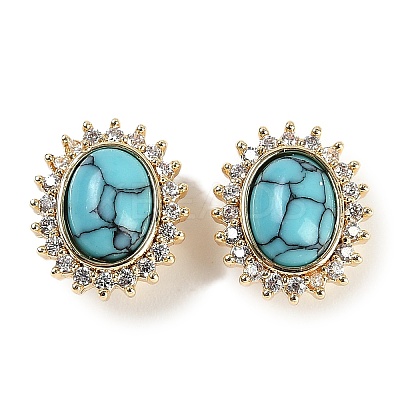 Synthetic Turquoise Sew on Rhinestone KK-P283-02B-G-1