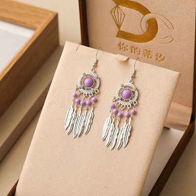 Alloy Resin Dangle Earrings FS-WG73BC7-11-1
