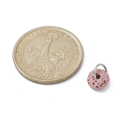 Natural Lava Rock Dyed Disc Charms PALLOY-JF02267-01-1
