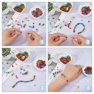 150Pcs 5 Colors Transparent Glass Beads GLAA-FH0001-80-1
