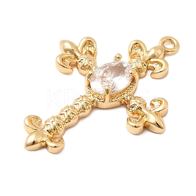 Brass Micro Pave Clear Cubic Zirconia Pendants KK-F916-40G-1