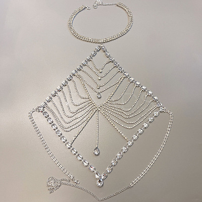 Alloy Full Crystal Rhinestone Tassel Sexy Body Chains for Bikini WGE7893-02-1