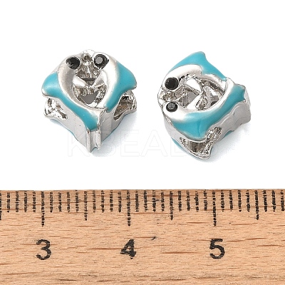 Rack Plating Alloy Enamel European Beads PALLOY-S189-44P-1