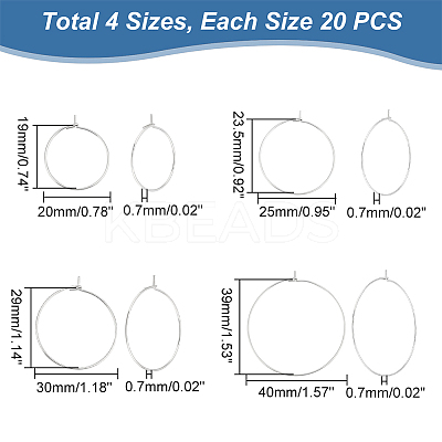 316 Surgical Stainless Steel Hoop Earrings Findings STAS-UN0002-79P-1