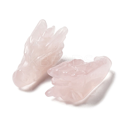 Natural Rose Quartz Healing Dragon Head Figurines DJEW-L010-05E-1
