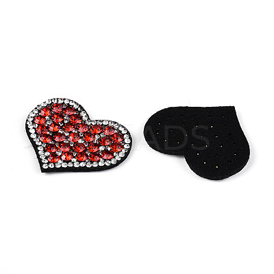 Heart Hotfix Glass Rhinestone with Cloth Patches PATC-T002-02D-1