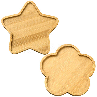 2Pcs 2 Styles Bamboo Saucer for Succulent Planter Pots AJEW-GF0011-43-1