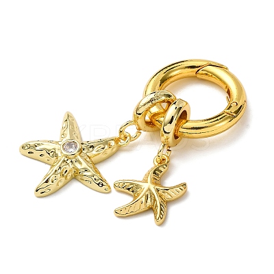 Brass Pave Clear Cubic Zirconia Sea Animals Pendant Decorations KK-C119-10B-G-1
