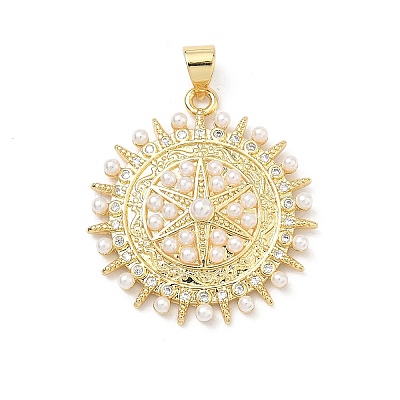 Brass Micro Pave Cubic Zirconia Pendants KK-P345-75G-1