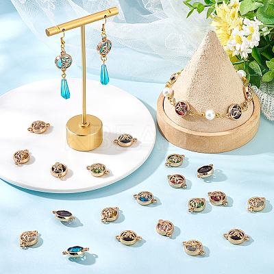 32Pcs 8 Colors Glass Connector Charms GLAA-AR0001-31-1