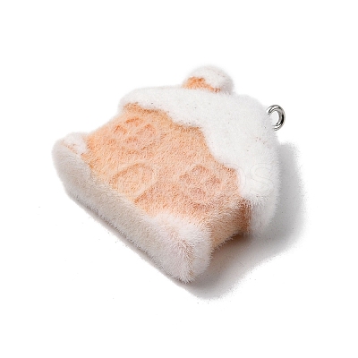 Christmas Flocky Opaque Resin Pendants LS-RESI-F062-04A-1
