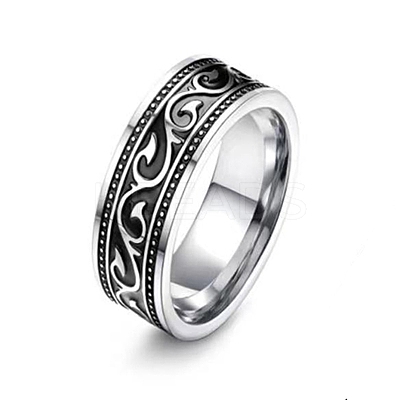 Antique Silver 201 Stainless Steel Finger Ring PW-WG24623-04-1