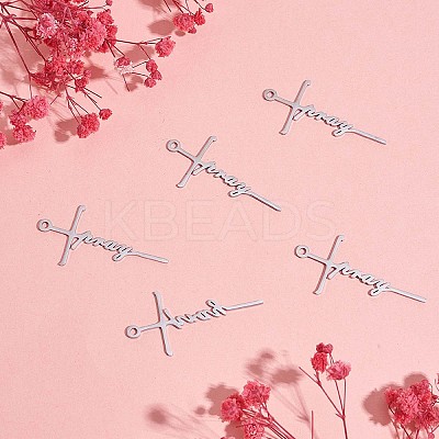 10Pcs Pray Cross Charm Pendant Cross Faith Charm Necklace Stainless Steel Pendant for Christian Religious Jewelry Gifts Making JX523A-1