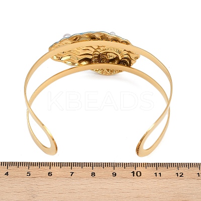 Shell Shape 304 Stainless Steel Enamel Cuff Bangles for Women LS-BJEW-A049-04A-G-1