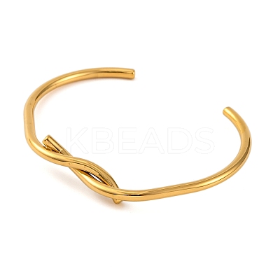 Ion Plating(IP) 304 Stainless Steel Cuff Bangles for Women BJEW-D048-08G-1
