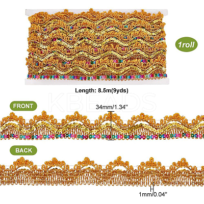 Metallic Polyester Lace Ribbon OCOR-WH0077-66B-1
