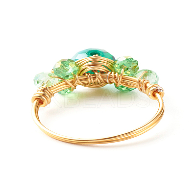 Electroplate Faceted Glass Beads Finger Ring X1-RJEW-TA00014-02-1